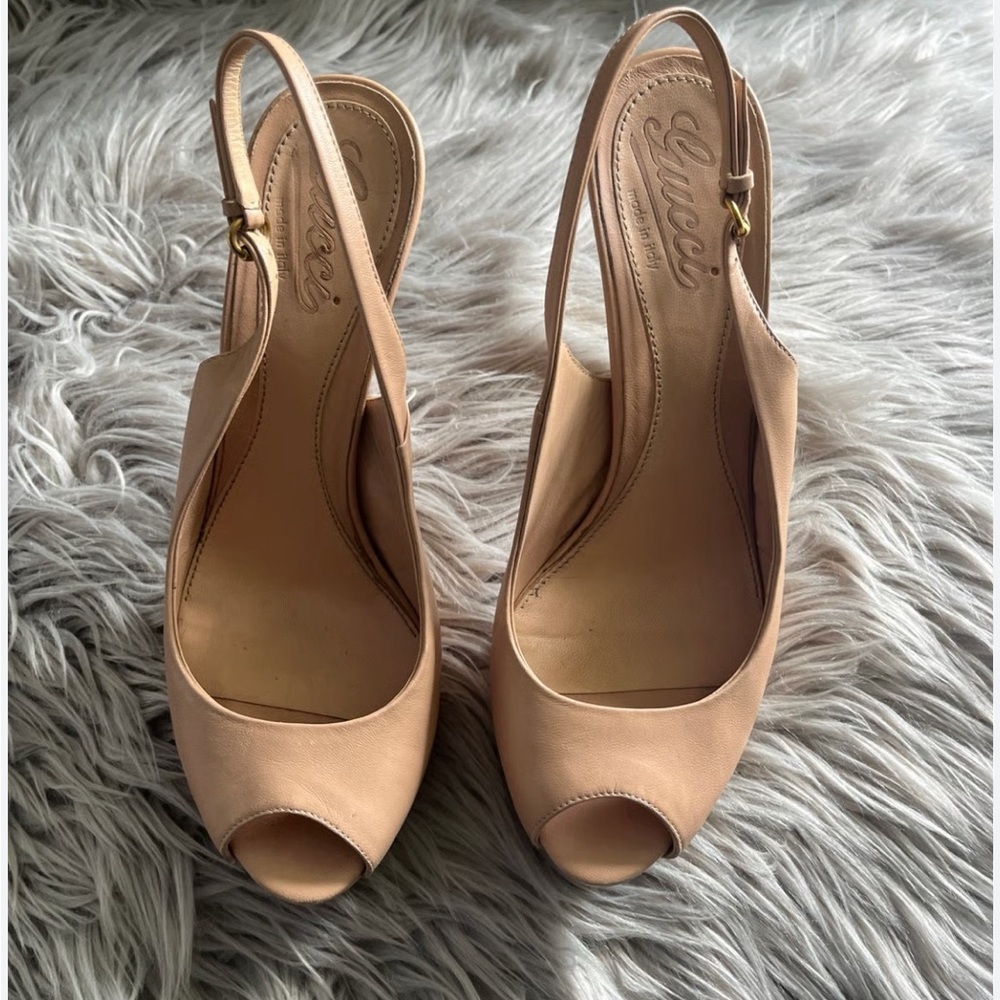 Gucci Nude Peep Toe Heels